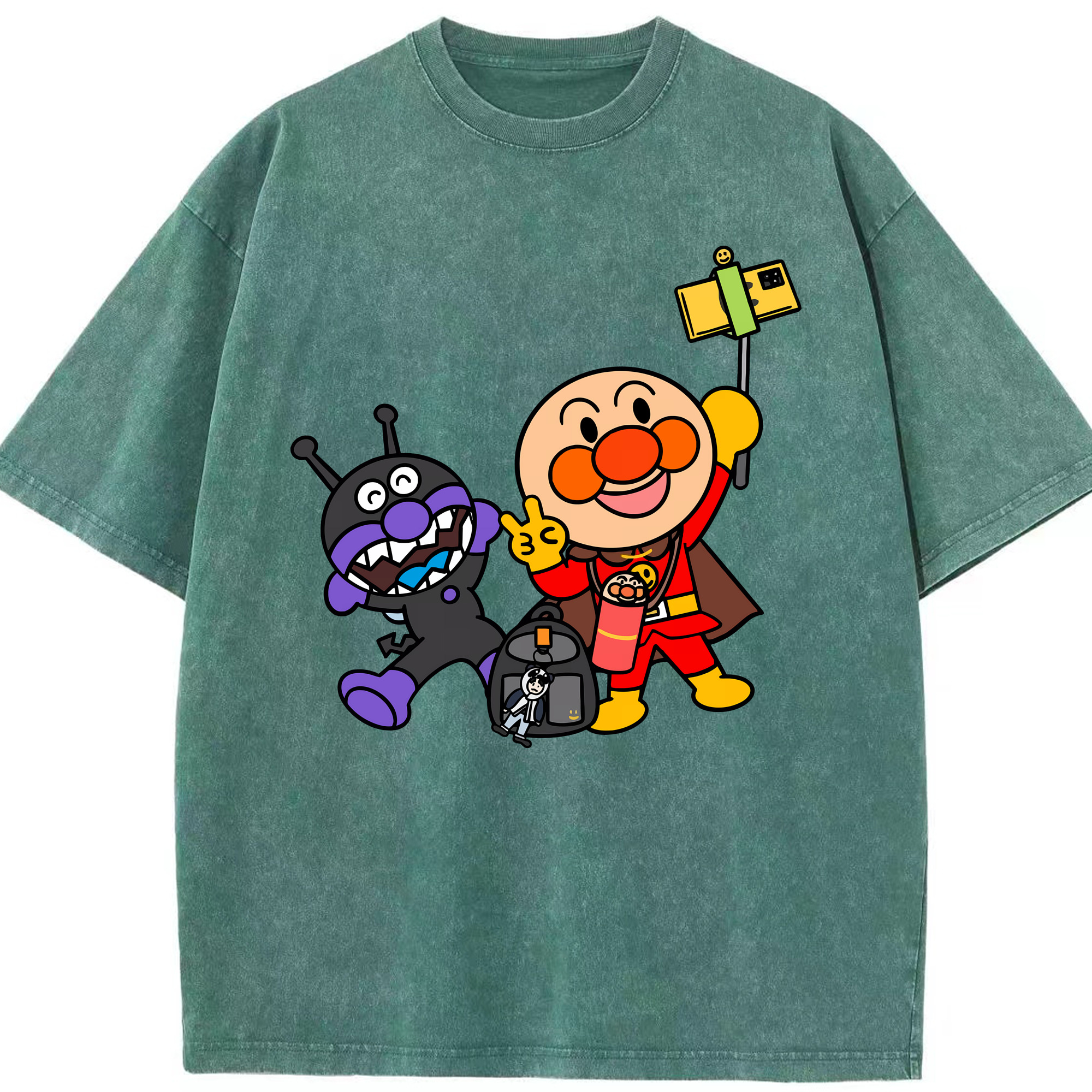 （画像用） アンパンマン Anpanman 綿100% ヴィンテージ風 半袖Tシャツ（フロントプリント）